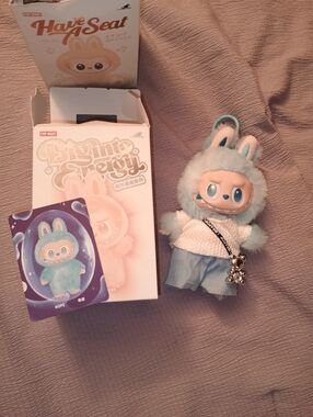POP MART Blue Bunny Hope, Plush Labubu  Keychain - Cute Collectible